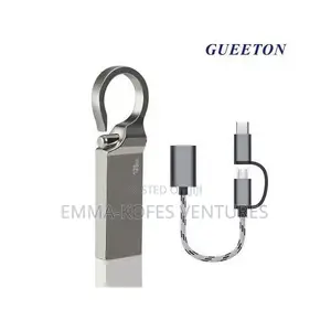 Gueeton 128 Gb Metal Usb Flash Drive Adapter Cable 2 in 1 Set - Grey