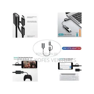 Gueeton 128 Gb Metal Usb Flash Drive Adapter Cable 2 in 1 Set - Grey