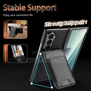 Galaxy Z Fold 7 Magnetic Leather Kickstand Wallet Card Holder Covers