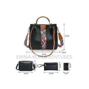 Sty 4 in 1 Pu Synthetic Leather Handbag Ladies Bags Set - Black