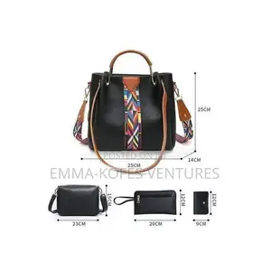 Sty 4 in 1 Pu Synthetic Leather Handbag Ladies Bags Set - Black