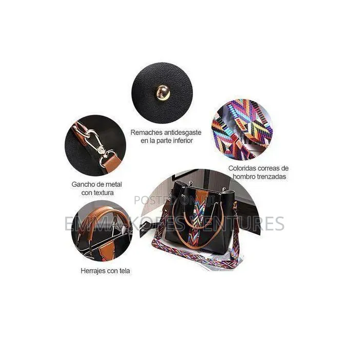 Sty 4 in 1 Pu Synthetic Leather Handbag Ladies Bags Set - Black