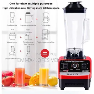 2l Industrial 8500w Food Crusher Blender With 2 Jar - Black/Red
