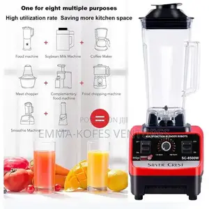 2l Industrial 8500w Food Crusher Blender With 2 Jar - Black/Red