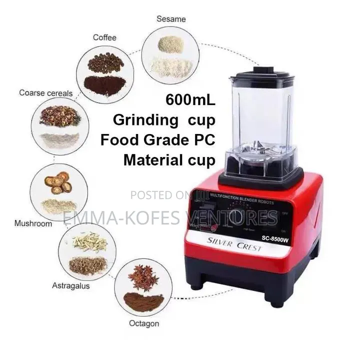 2l Industrial 8500w Food Crusher Blender With 2 Jar - Black/Red