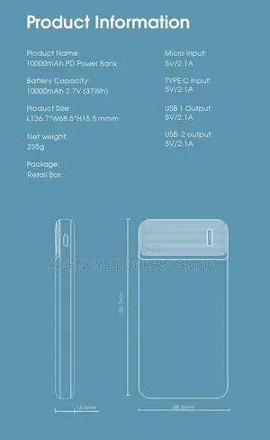 10000mah Power Charge Bank Compact LCD Black