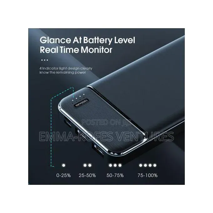 10000mah Power Charge Bank Compact LCD Black
