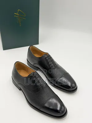 Holiman Men's Black Pebble Grain Leather Oxford Shoes