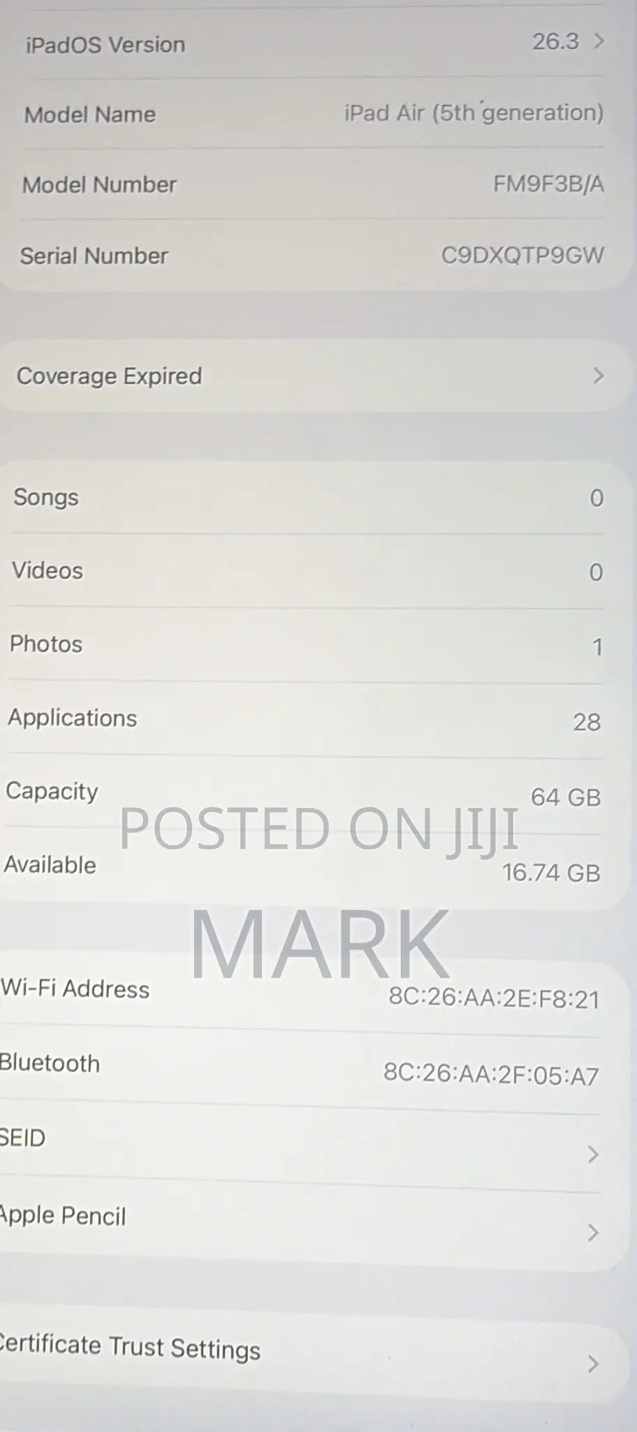 Apple iPad Air 64 GB Silver