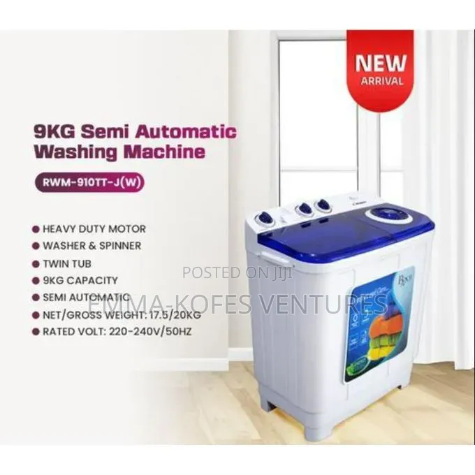 7kg Twin Tub Semi Automatic Washing Machine - RWM 910tt-J(W)