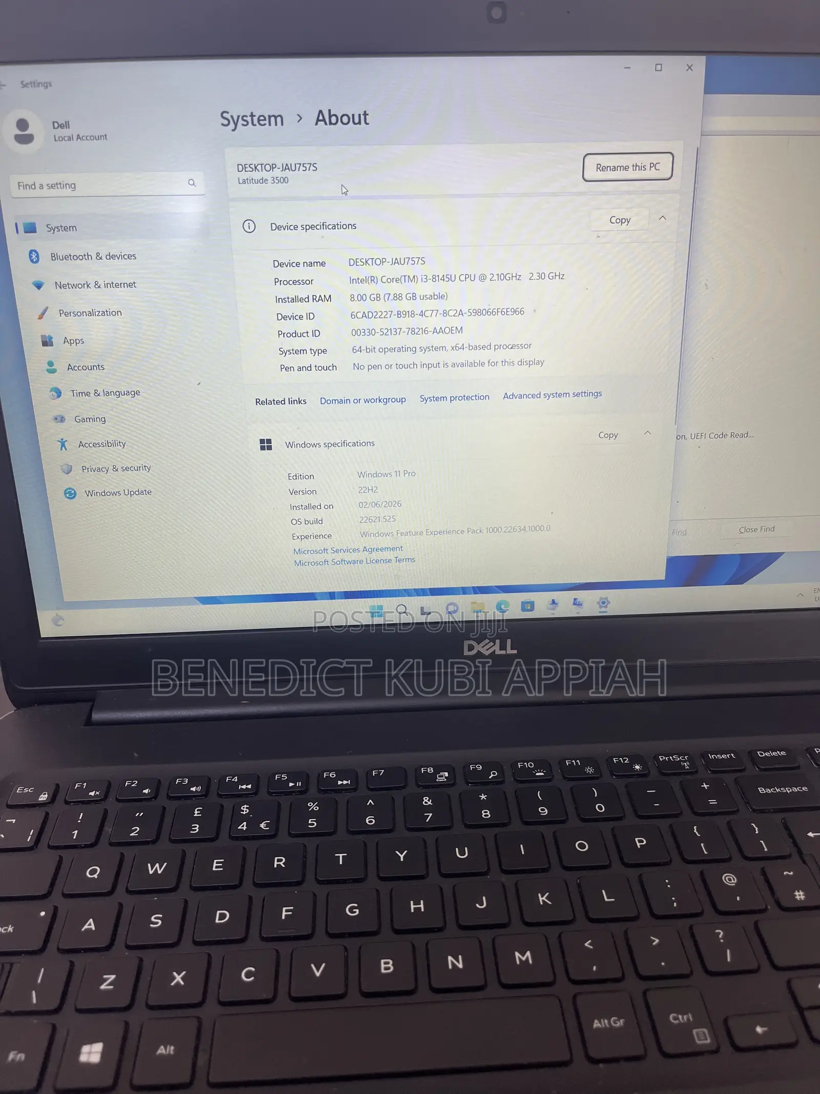 Laptop Dell Latitude 3500 8GB Intel Core i3 SSD 250GB