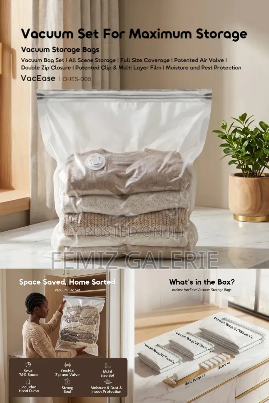 Oraimo Vacease Compact Durable Vacuum Storage Bags-6 Pcs