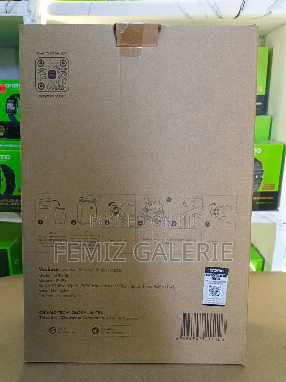Oraimo Vacease Compact Durable Vacuum Storage Bags-6 Pcs