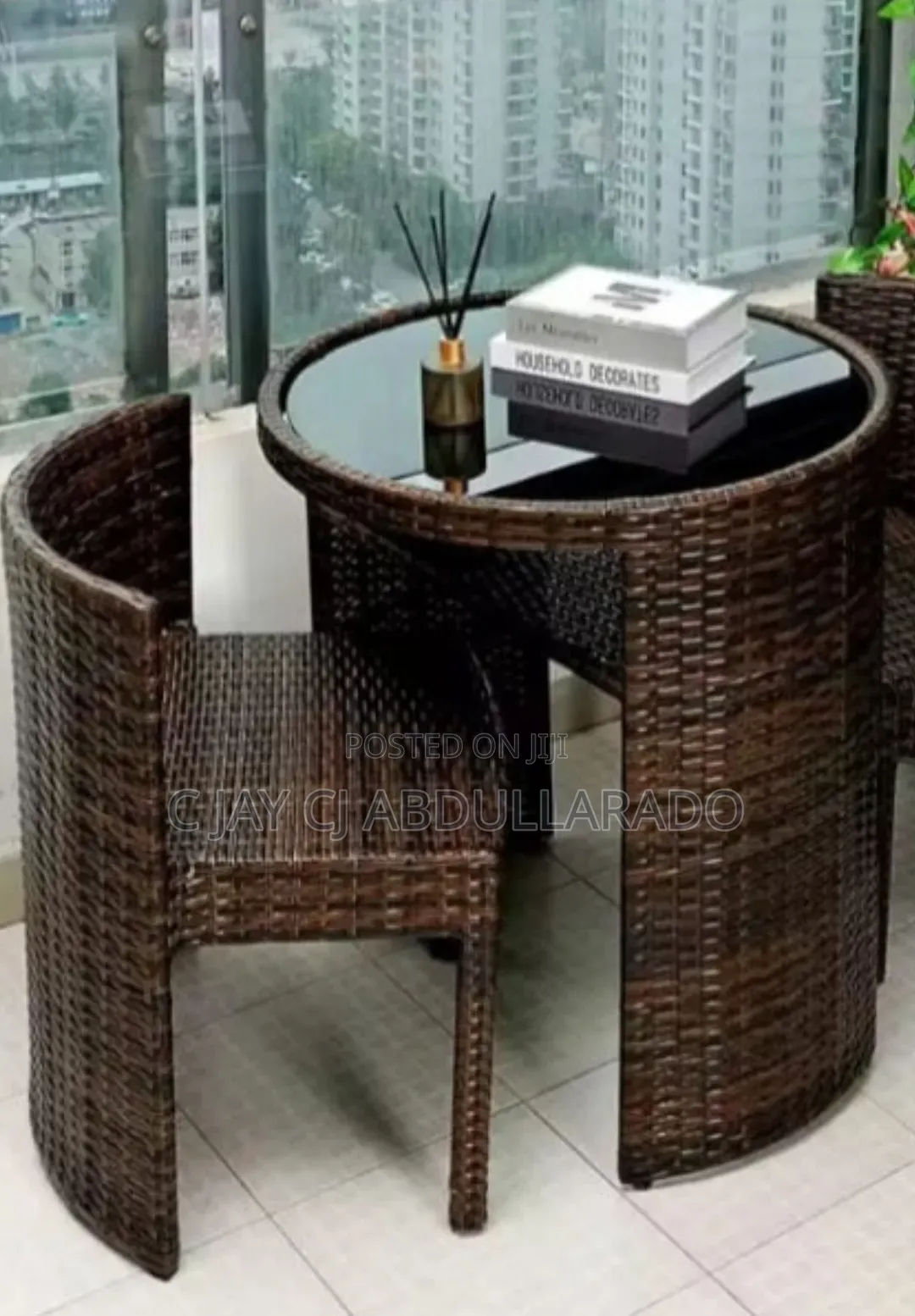 Two Chairs With Table and Glass