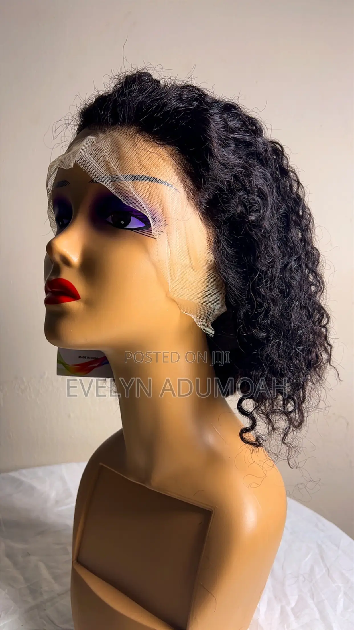 Premium Curly Lace Front Wig – Natural Black Human Hair Look