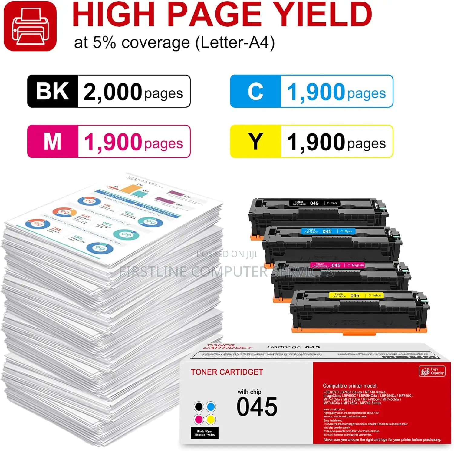 4 Pack 045 Bk/C/M/Y Toner