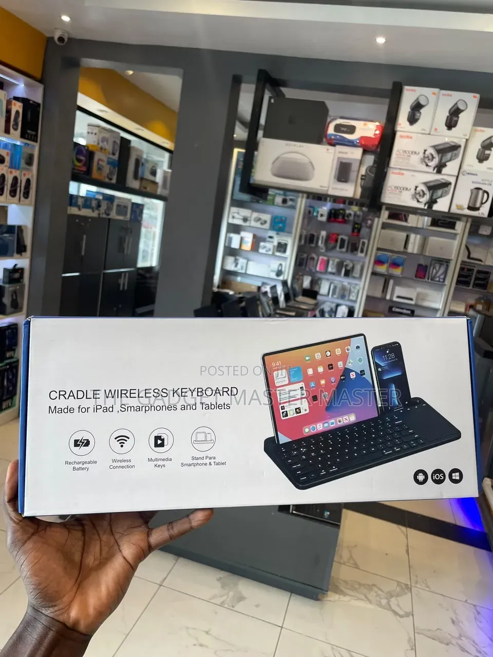 Cradle Wireless Keyboard for iPad, Smartphone Tablets