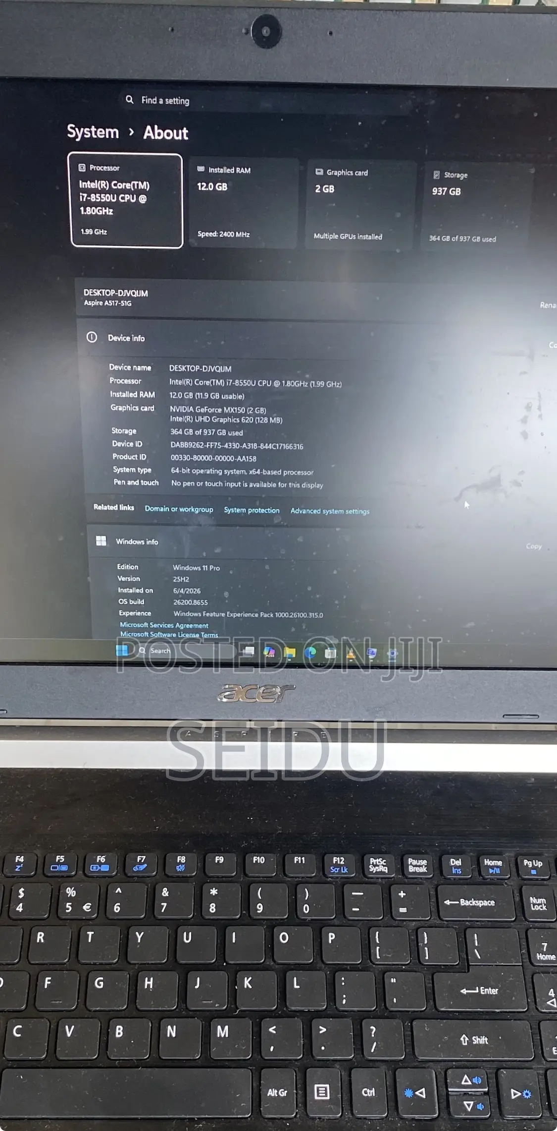 Laptop Acer Aspire 5 12GB Intel Core i7 HDD+SSD 256GB