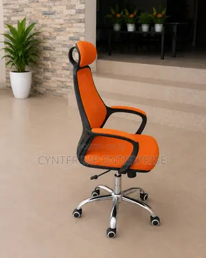 Mesh Office Chair With Headrest (Orange)