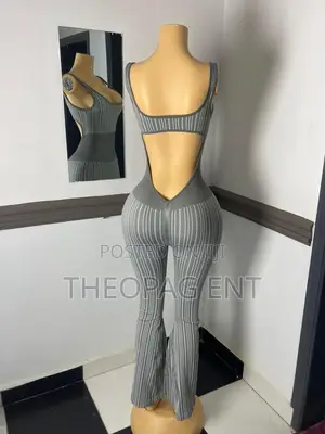 Sexy Ribbed Gym Lounge Set - Grey Brown