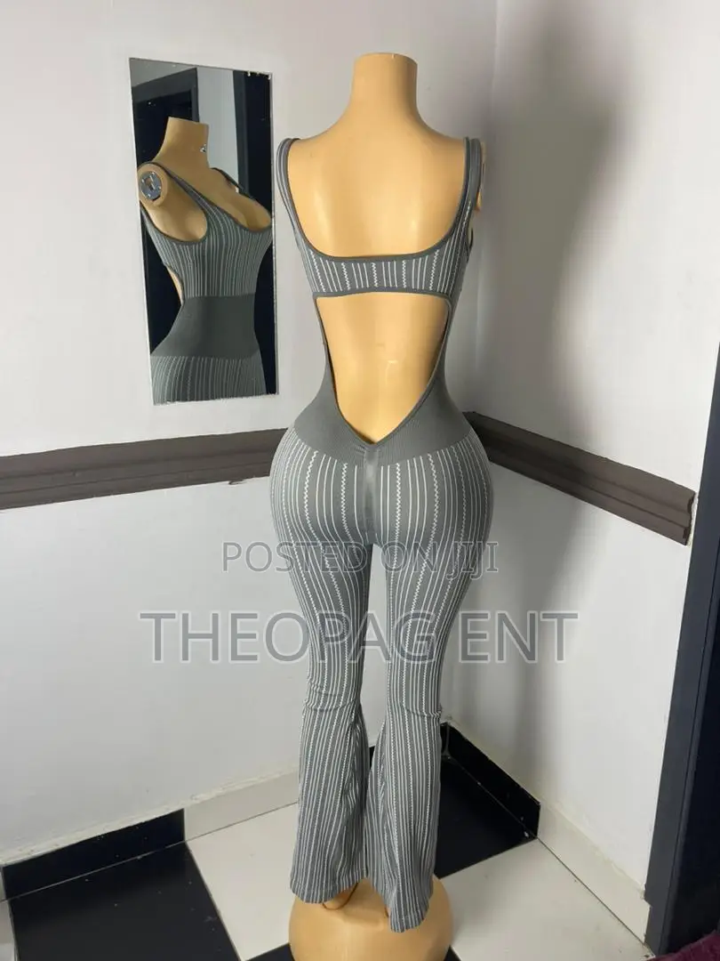 Sexy Ribbed Gym Lounge Set - Grey Brown