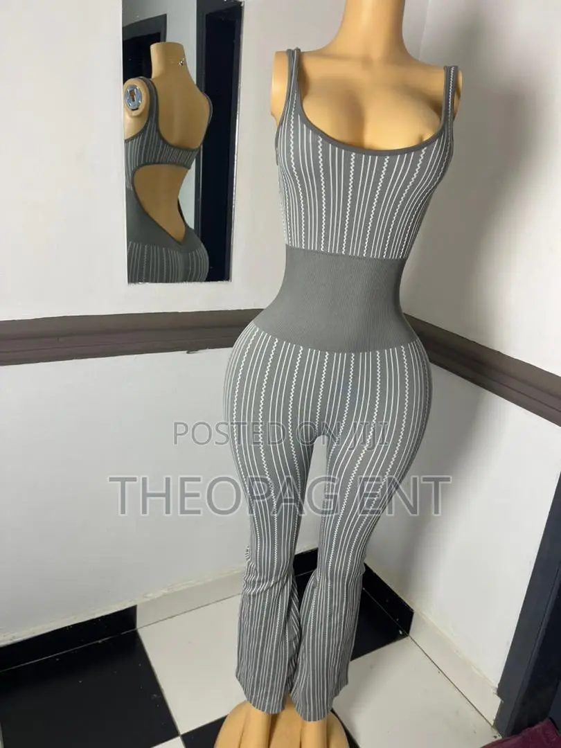 Sexy Ribbed Gym Lounge Set - Grey Brown