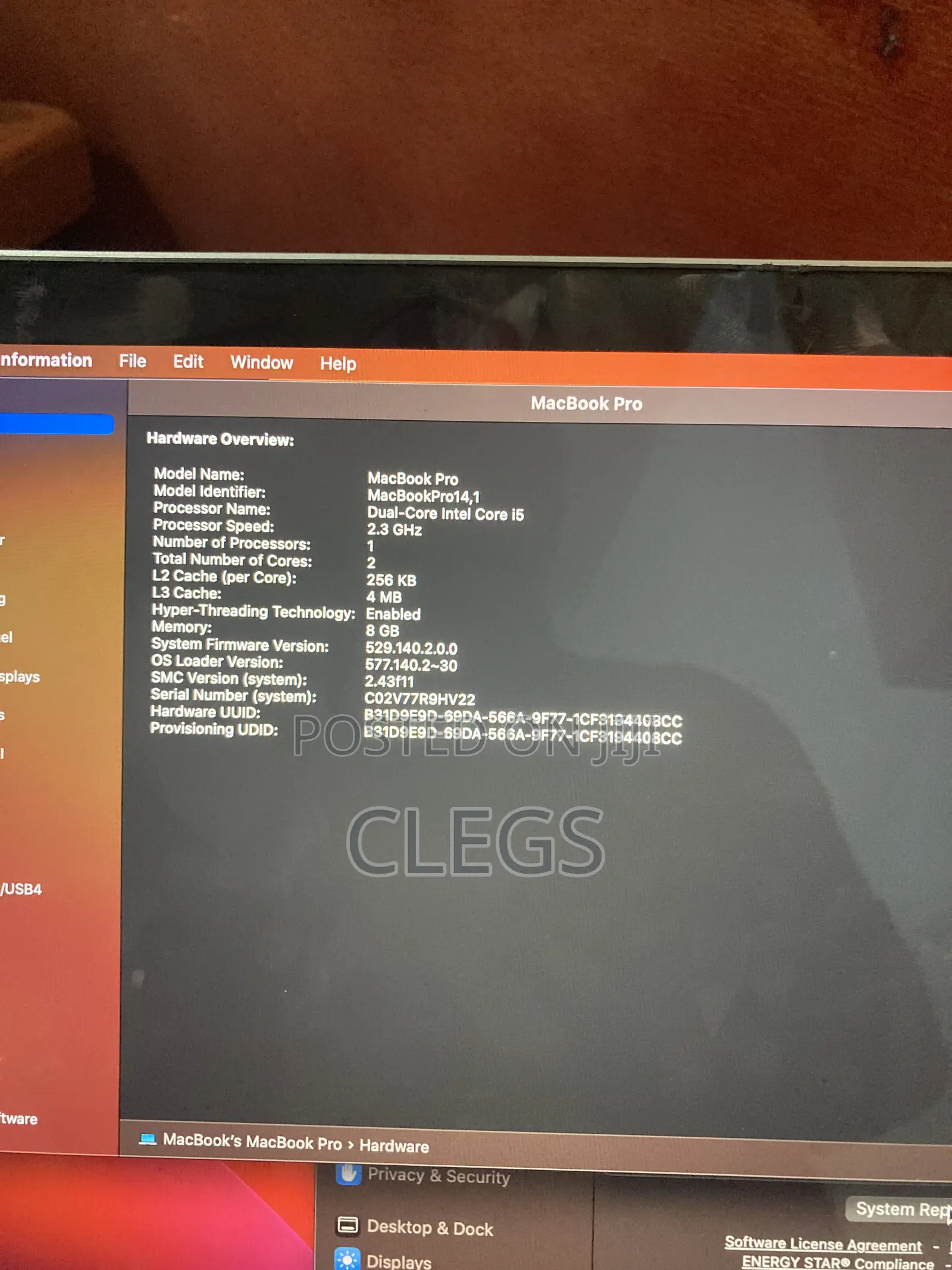 Laptop Apple MacBook Pro 2017 8GB Intel Core i5 SSD 128GB