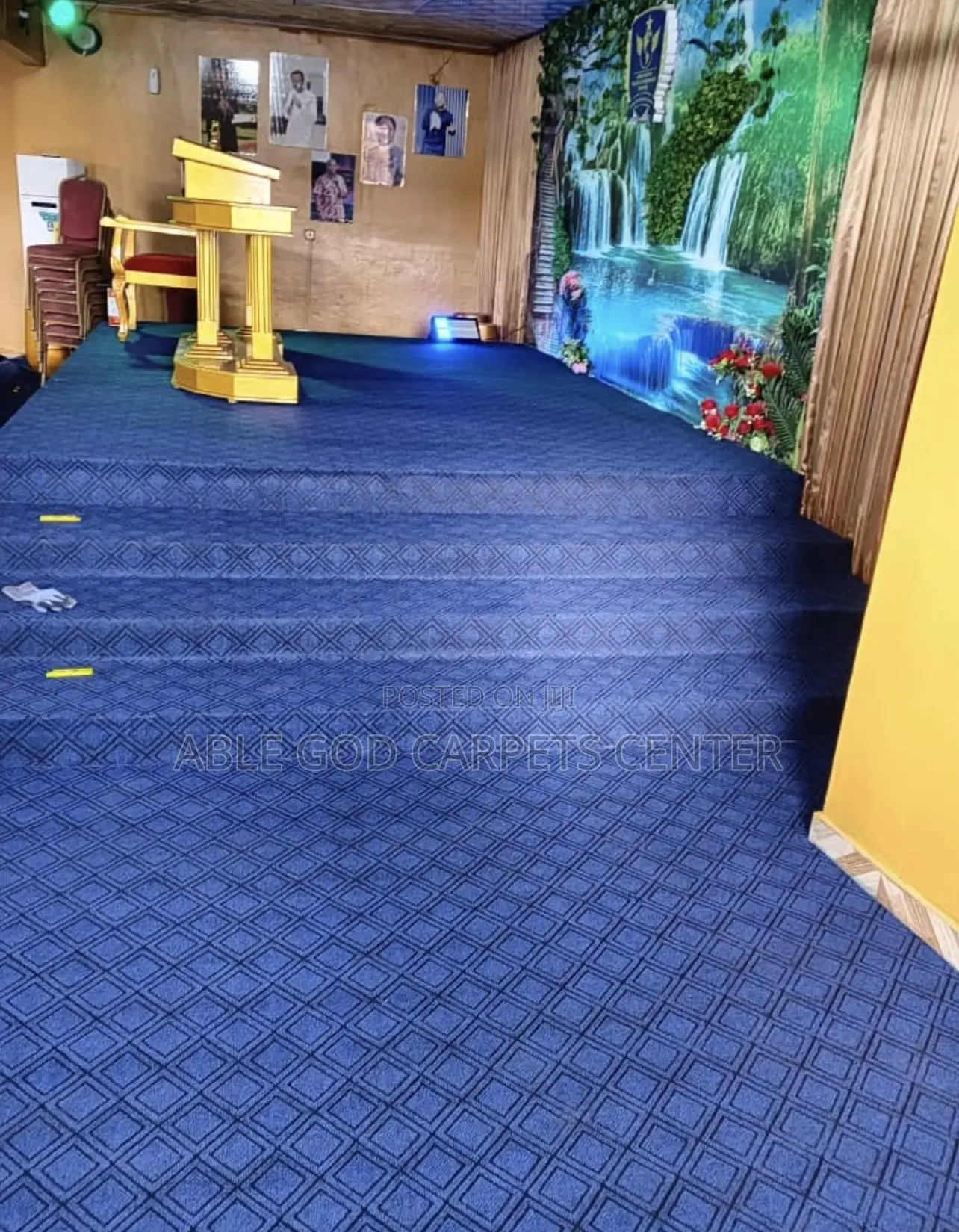Blue Carpet With Designs for Room, Church, Platform and All Activities