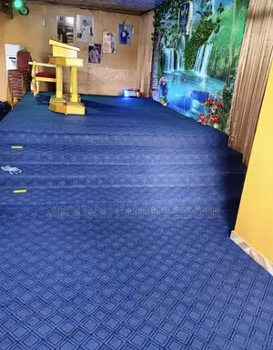 Blue Carpet With Designs for Room, Church, Platform and All Activities