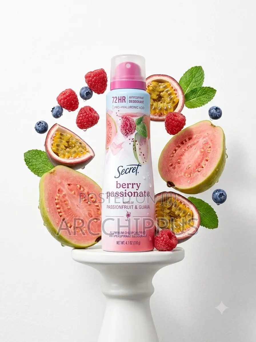 Secret 72hr Antiperspirant Spray, Berry Passionate (Guava) – 4.1oz