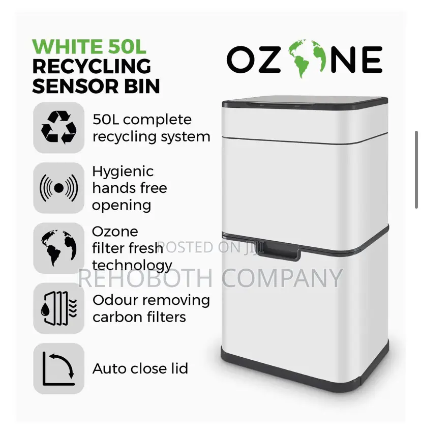 Tower T938021wht Ozone Recycling Sensor Bin, 50l
