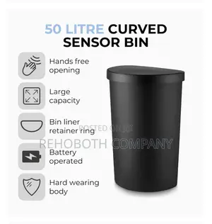 Tower Curved Sensor Bin Durable Pp Body, Battery Operated, 50l, Black