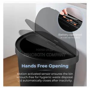 Tower Curved Sensor Bin Durable Pp Body, Battery Operated, 50l, Black