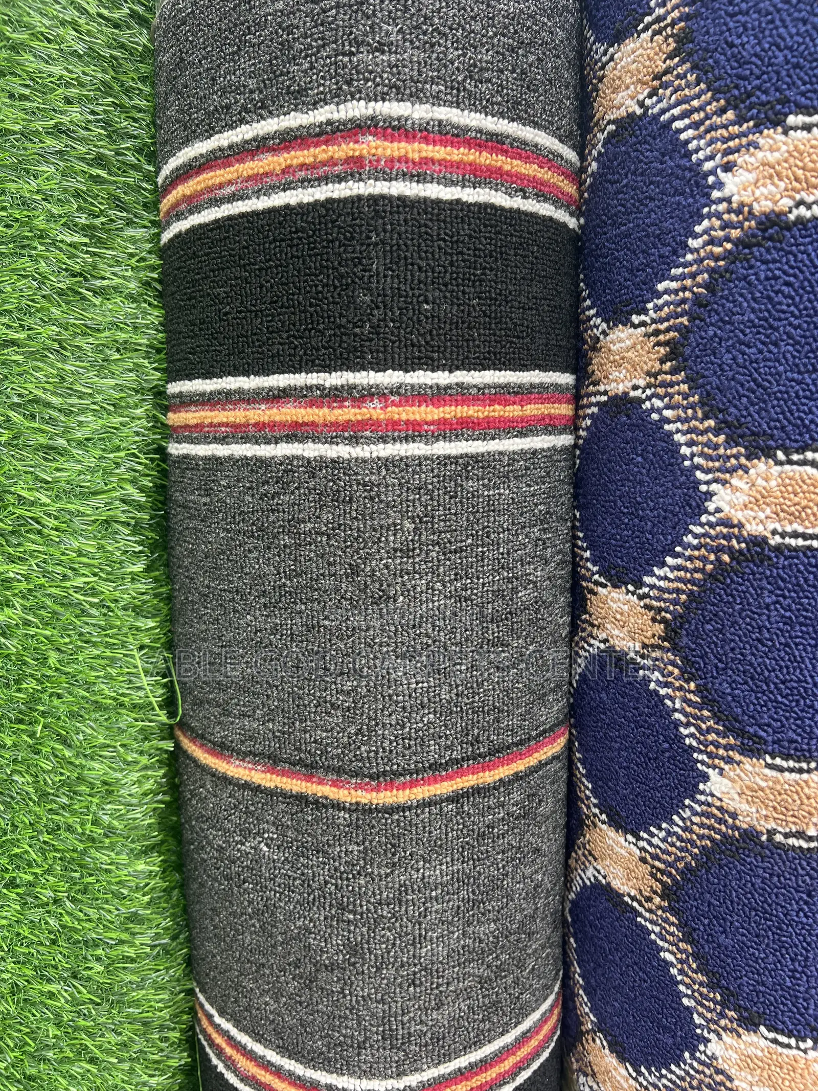 Office Carpet Striped Gray