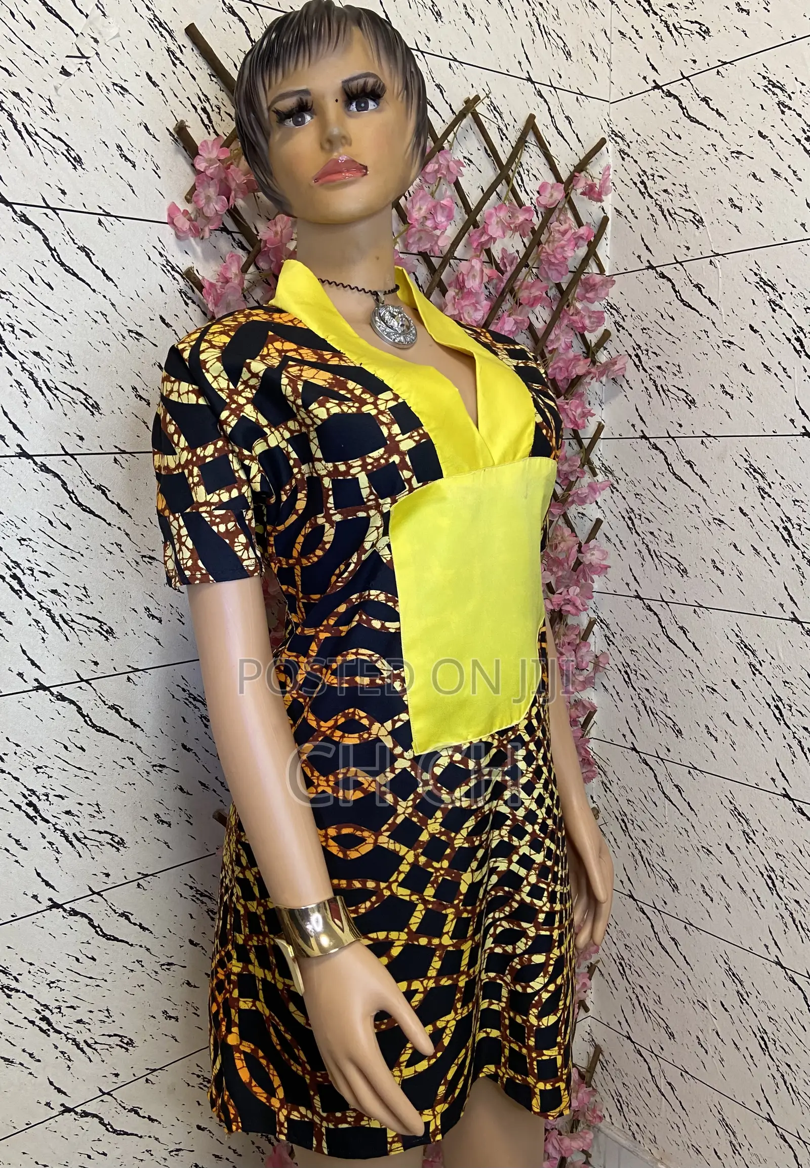Beautiful Yellow Multi-Colored Ankara African Print Bubu Dress