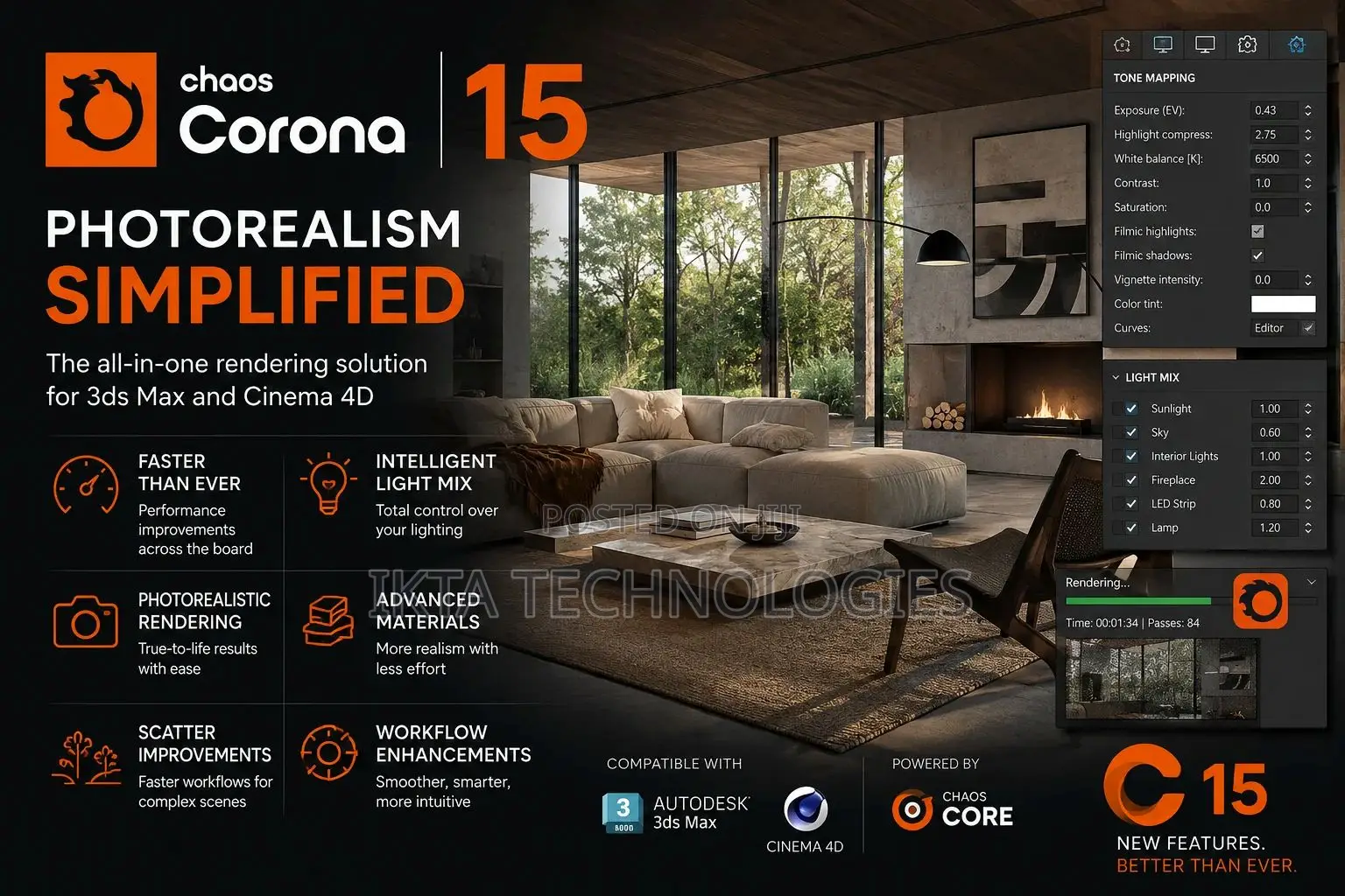 Chaos Corona 15 | 3ds Max Photorealistic Rendering Software | Win/Mac