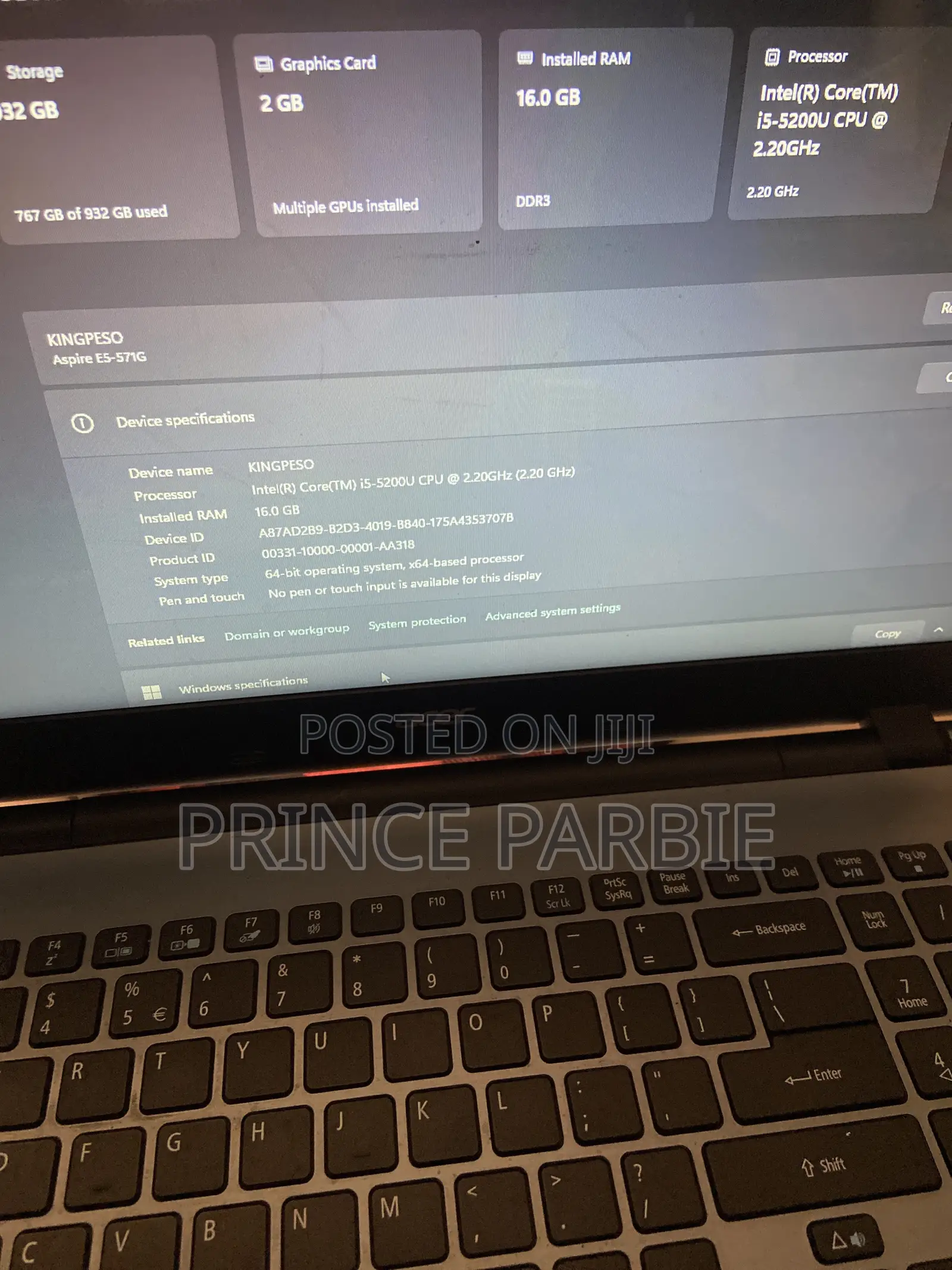 Laptop Acer Aspire E5-571G 16GB Intel Core i5 HDD 1T