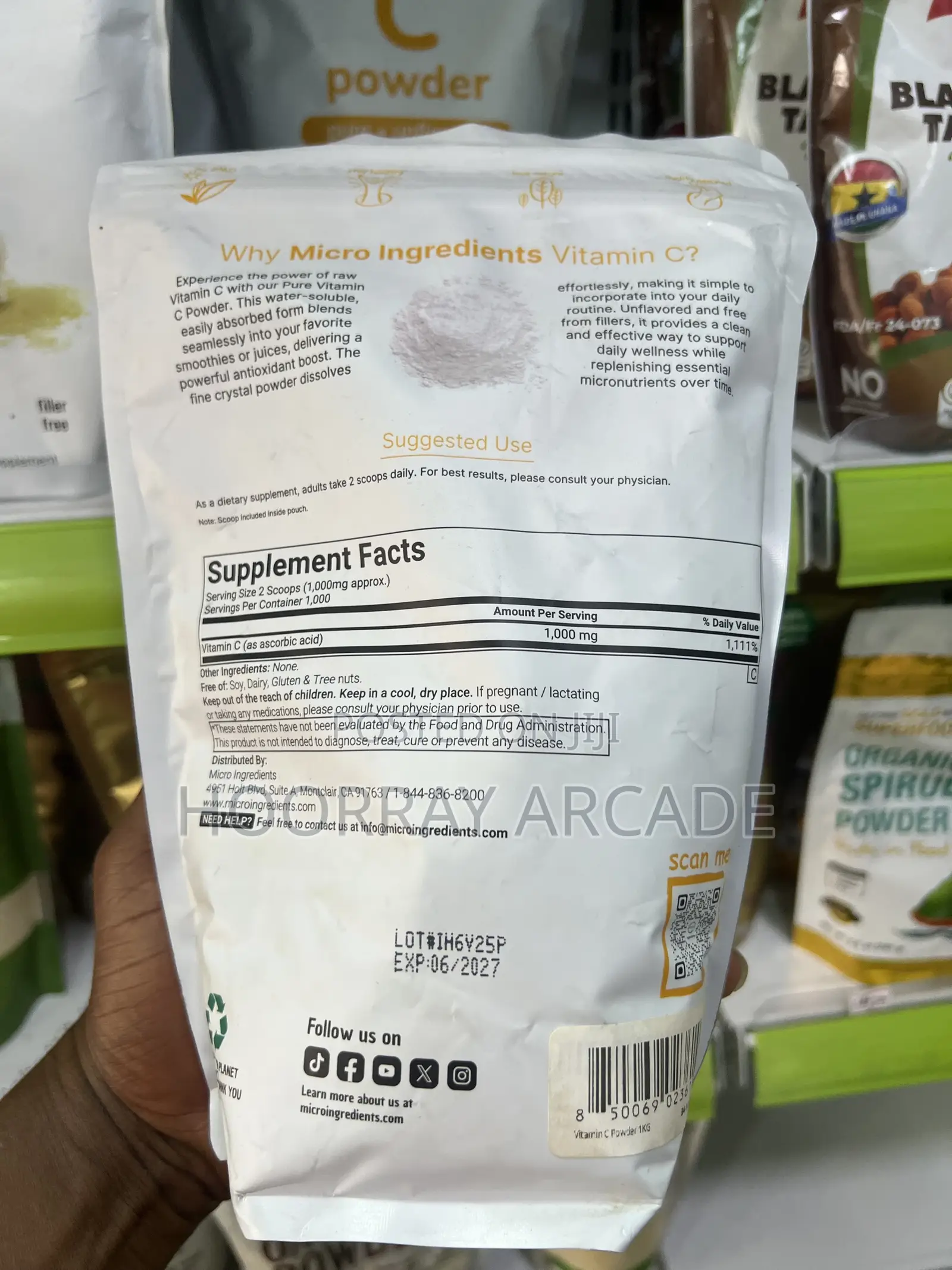 Vitamin C Powder, 1kg Supplement - ❗Delivery Only❗