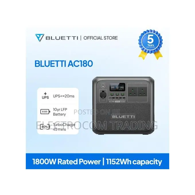 Bluetti Ac180, 1800w,1152wh Lifepo4 Battery, Portable Power Station.