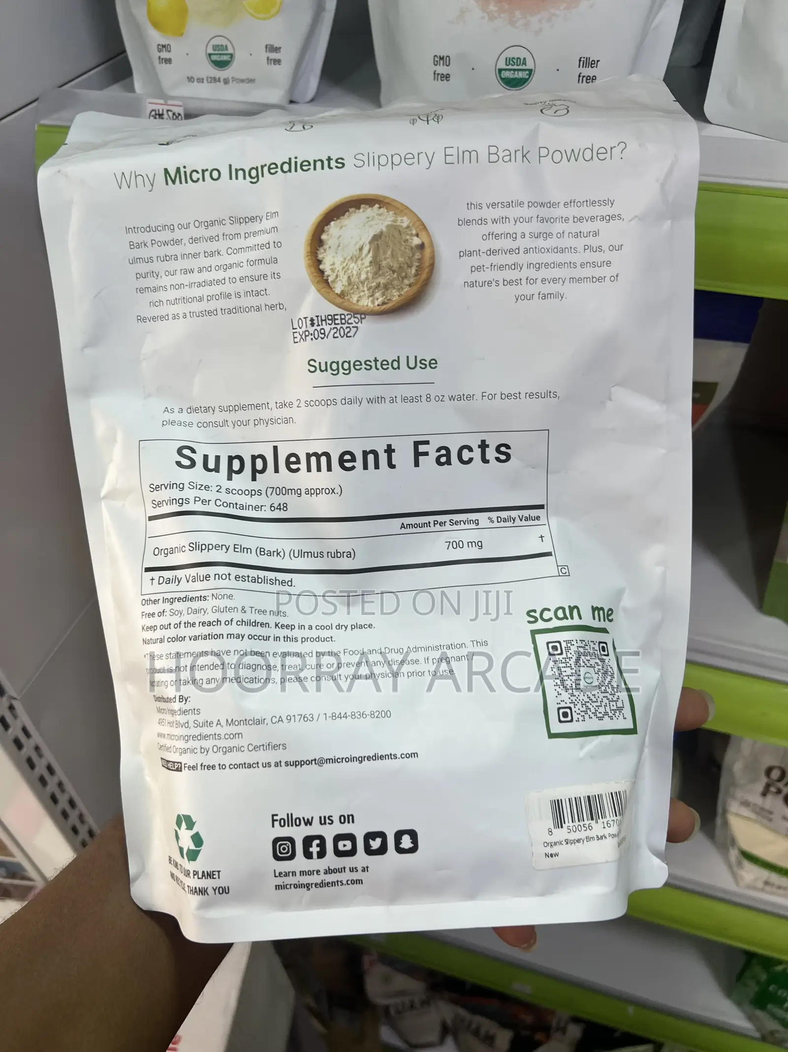 Organic Slippery Elm Bark Powder - 454g ❗Delivery Only❗