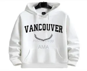 Men’S Long Sleeve Hoodie Sweatshirt – Kangaroo Pocket (White)