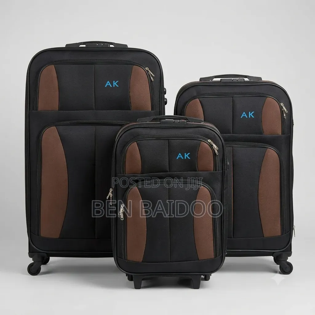 Material Fabric Travel Suitcases (3 Set)