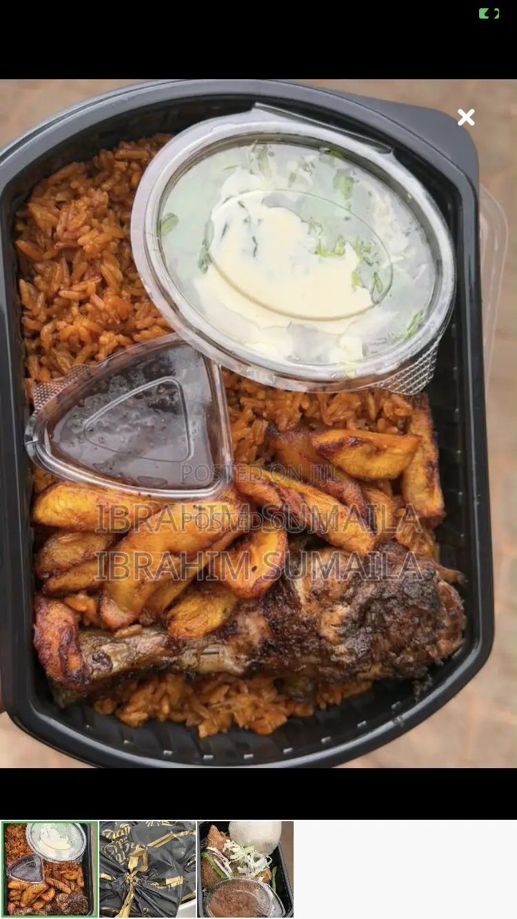 Assorted Jollof Rice /Spicy Wings /Plantain Banku With Okro /Chicken