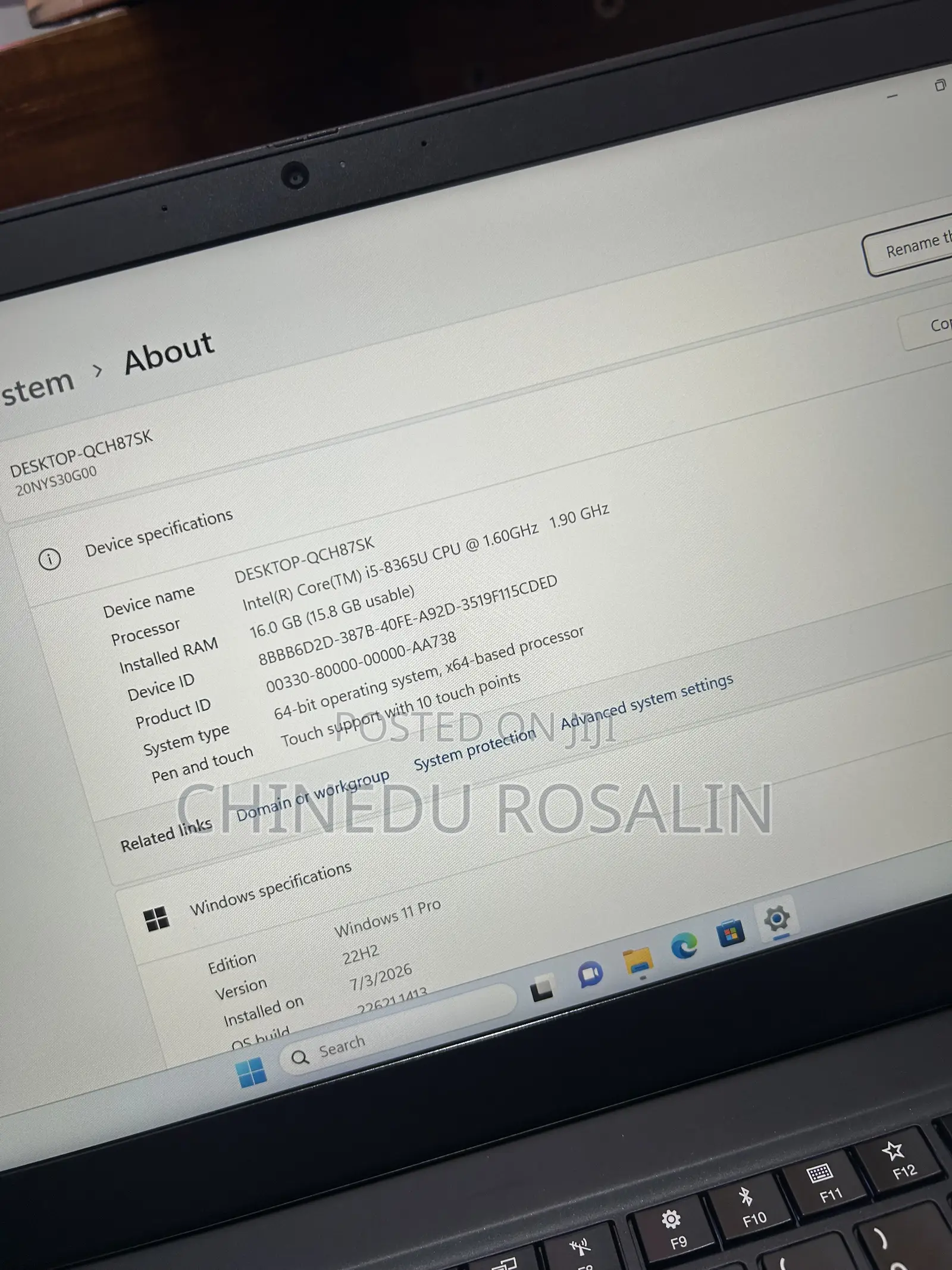 Laptop Lenovo ThinkPad T490s 16GB Intel Core i5 SSD 256GB