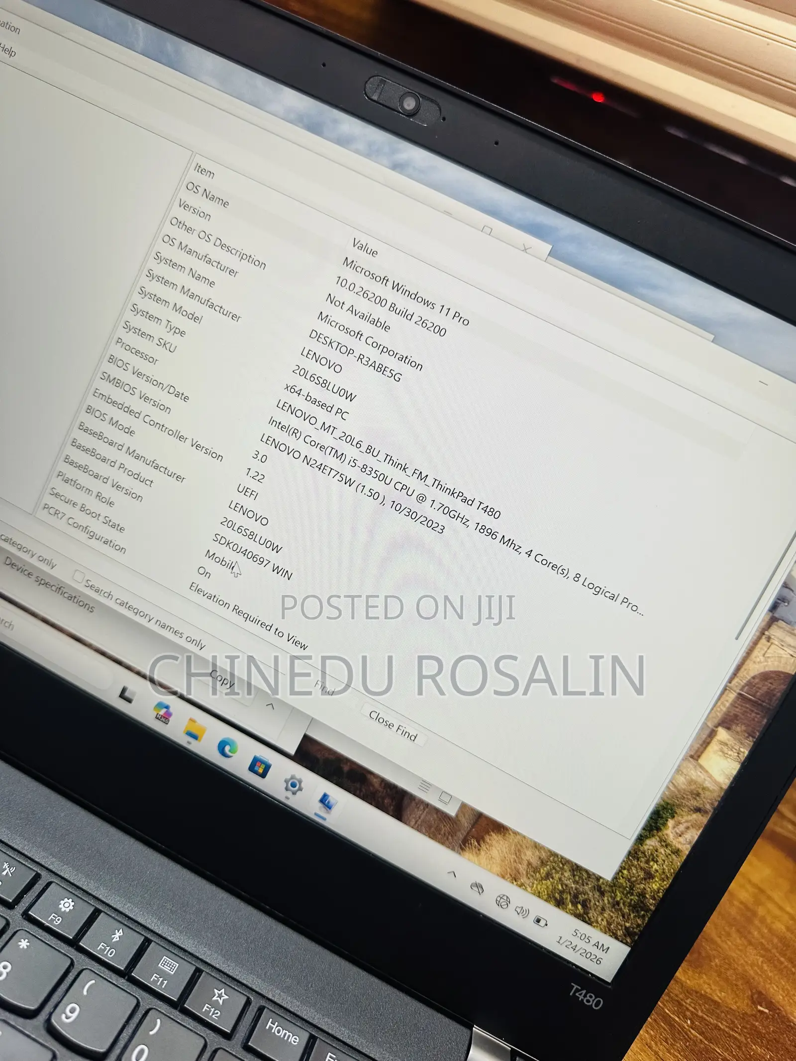 Laptop Lenovo ThinkPad T480 8GB Intel Core i5 SSD 256GB