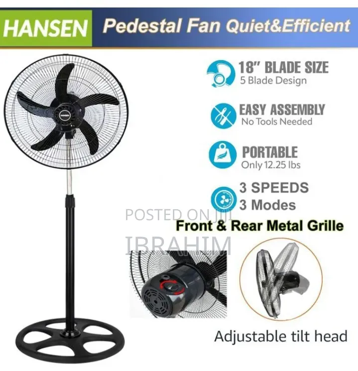 Hansen Premium Standing Fan • Low Noise