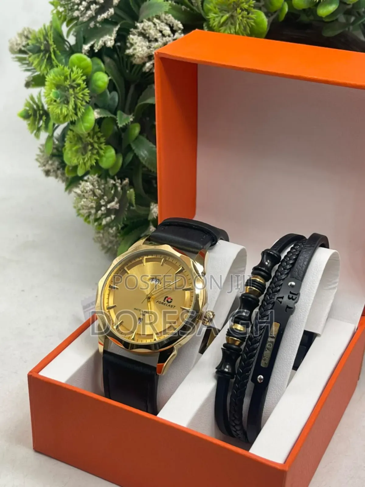 Casio Leather Watch With Stainless Steel Bracelet – Gift Set for Men