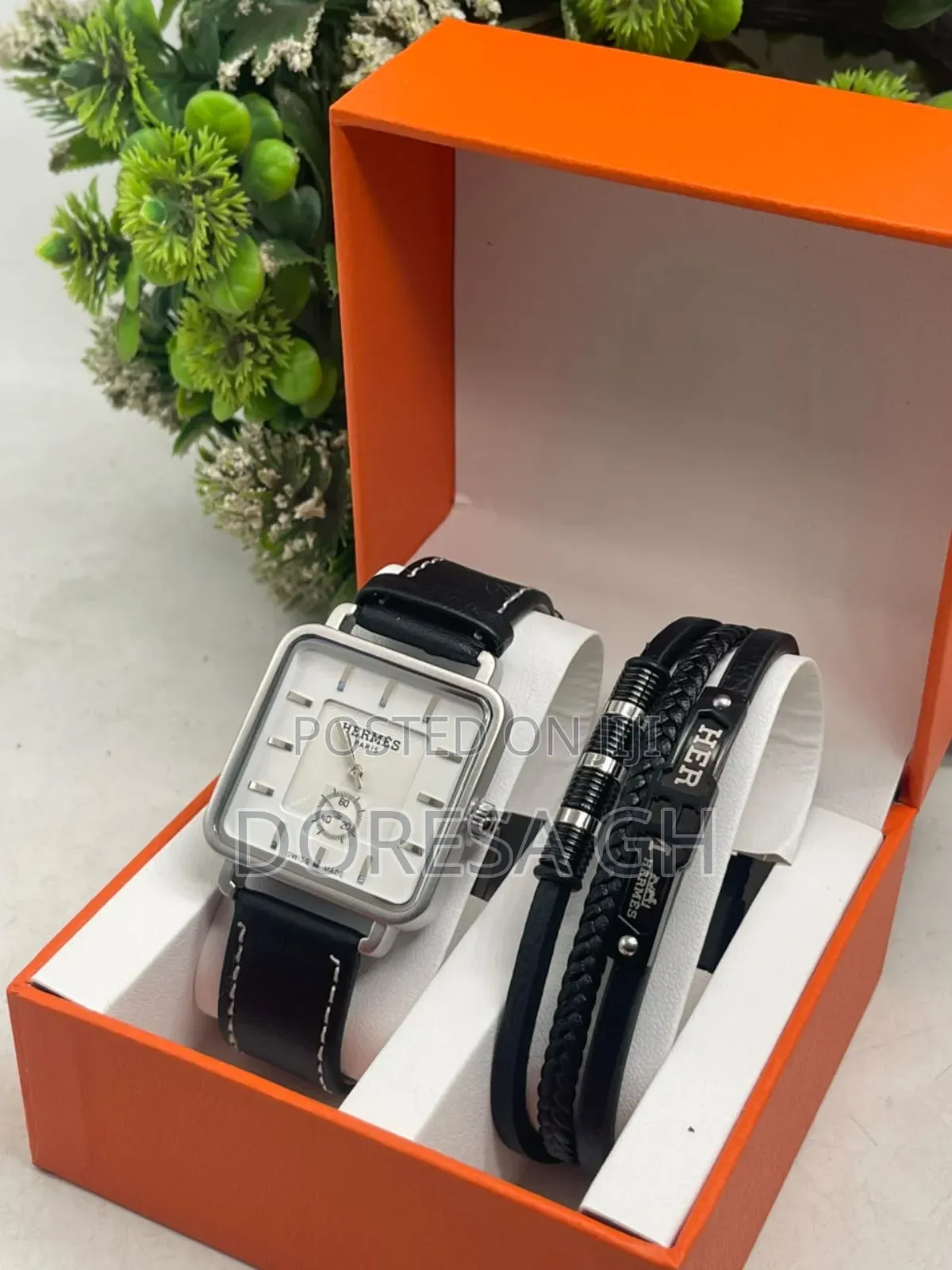 Casio Leather Watch With Stainless Steel Bracelet – Gift Set for Men
