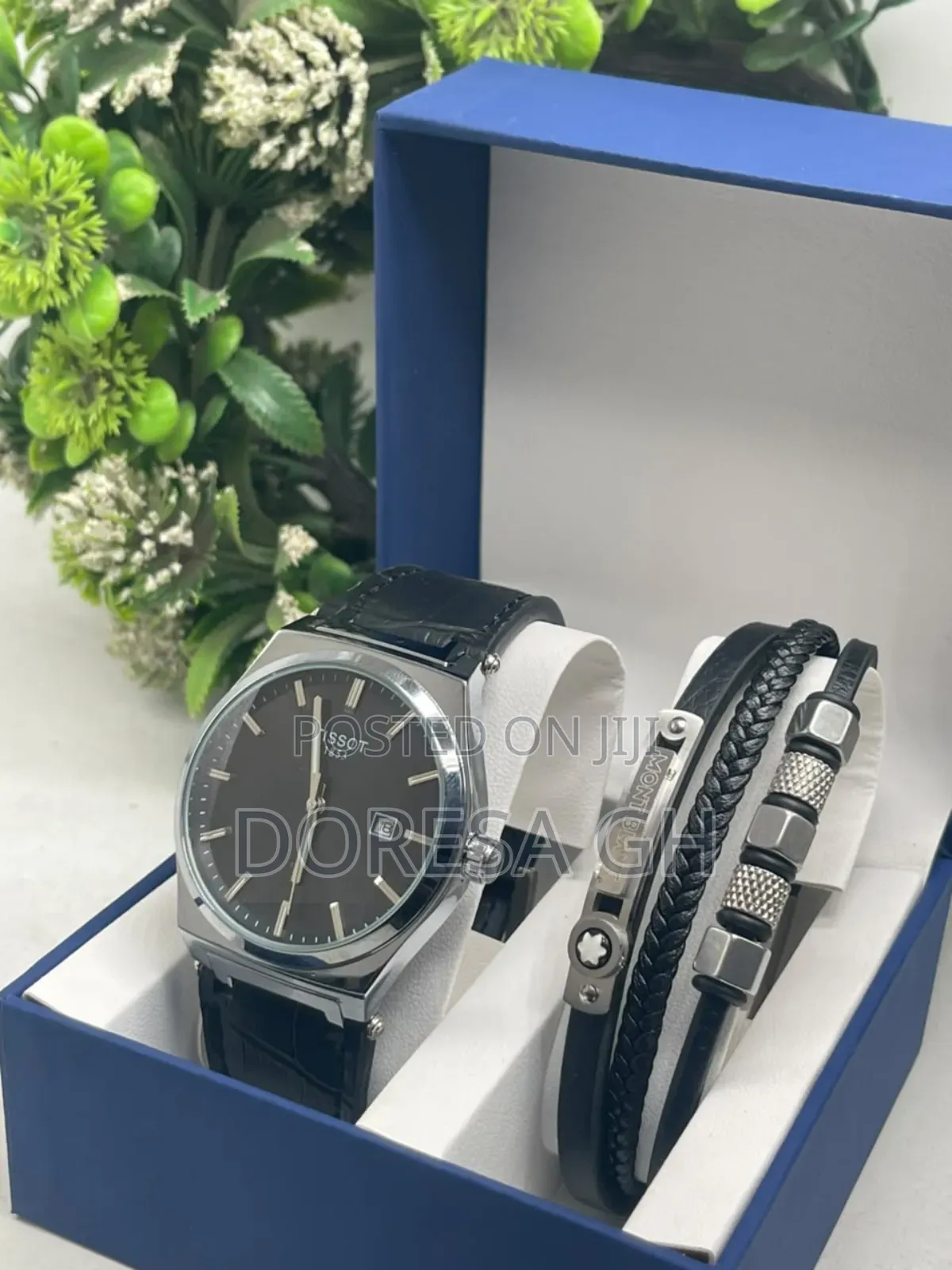Casio Leather Watch With Stainless Steel Bracelet – Gift Set for Men