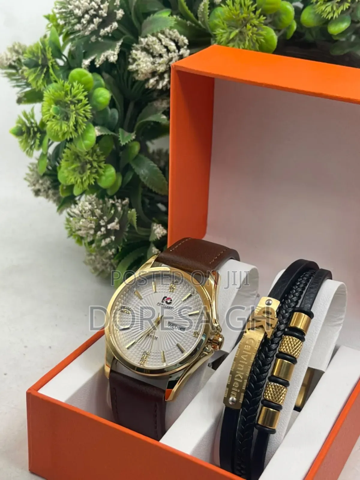 Casio Leather Watch With Stainless Steel Bracelet – Gift Set for Men